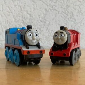 Thomas the train and James. Metal engines